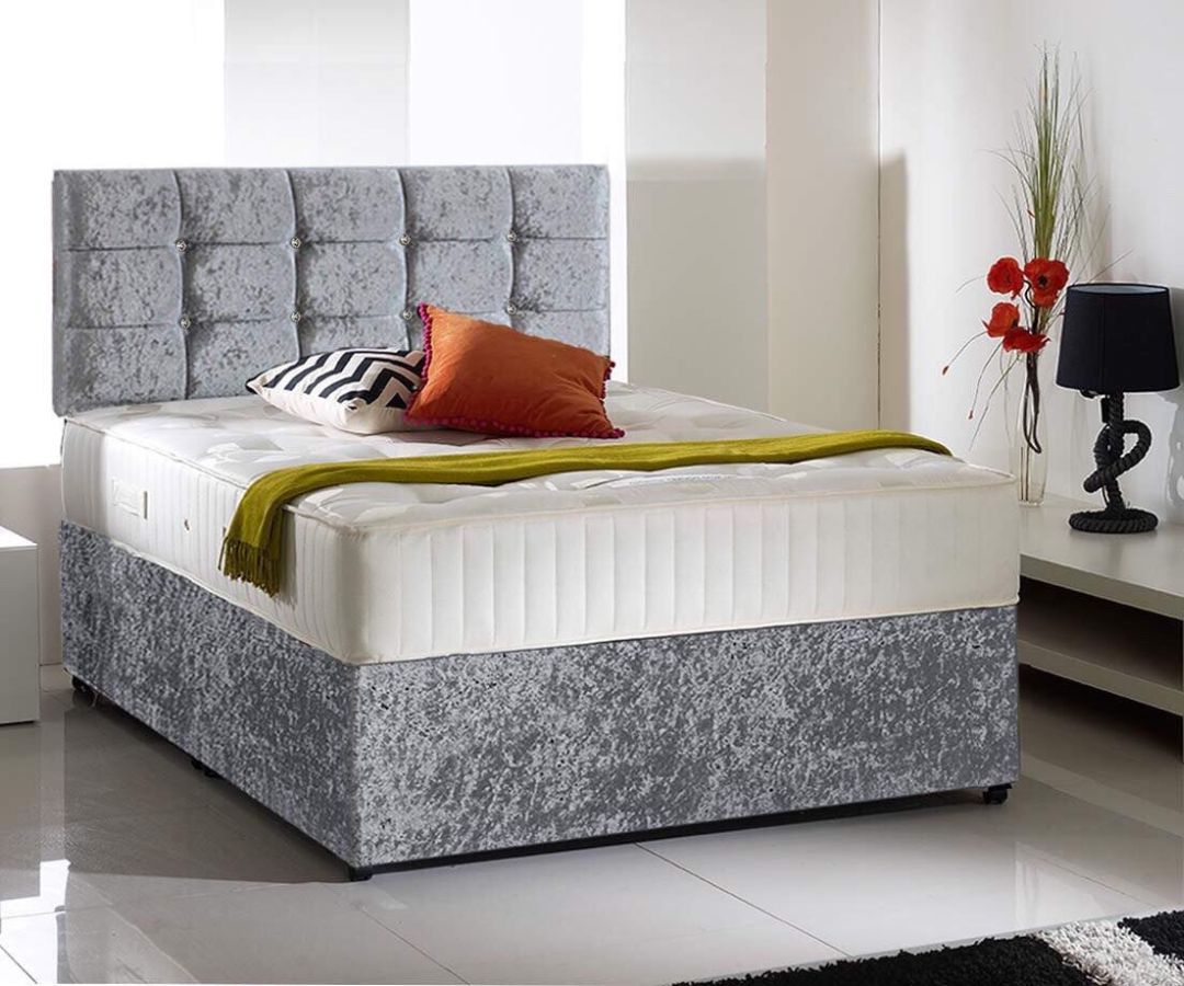 Cube Crush Velvet Divan Bed